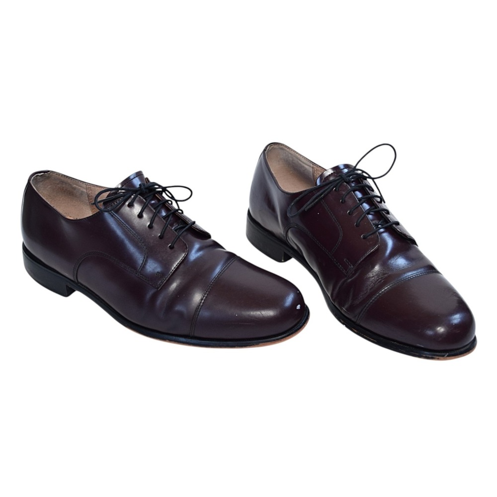 Vintage Bostonian Classics Akron 20398 Men 9.5 W Burgundy Leather Dress Shoes